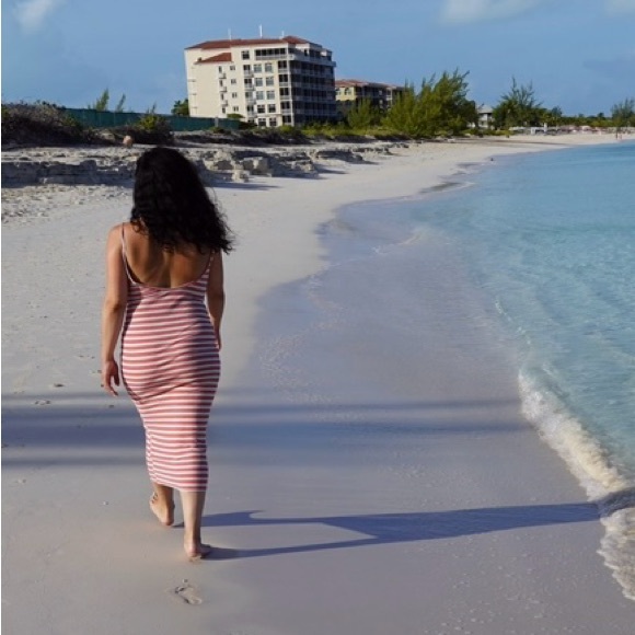 Zara Striped Spaghetti Strap Low Back Midi Dress Size Small - Picture 6 of 6